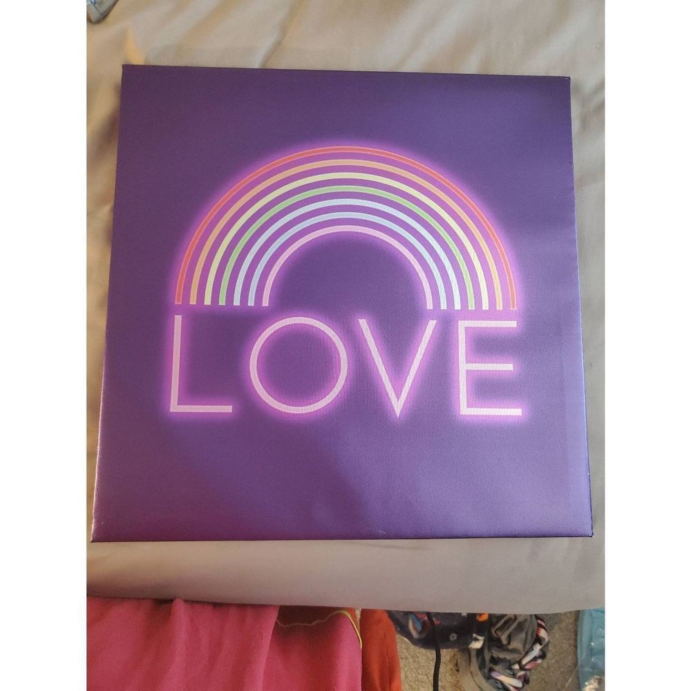 Pride Neon Love Wrapped Canvas 16 x 16 Candy Purple